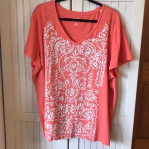 Melon colored Sonoma short sleeve shirt, 3X